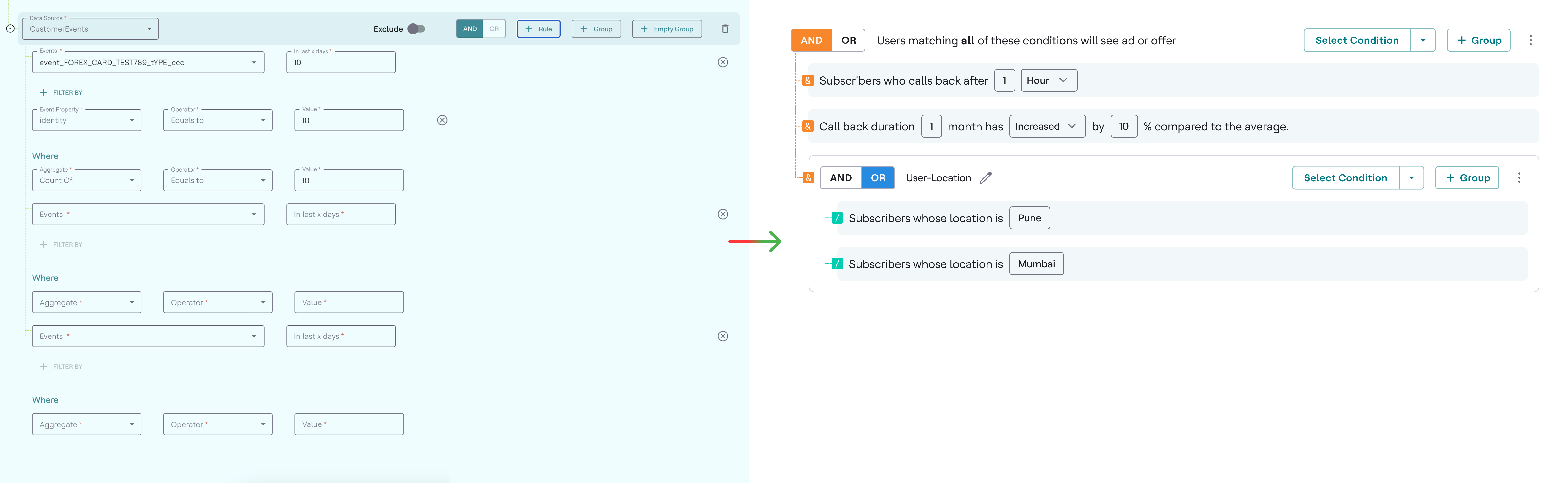 Structured rule builder