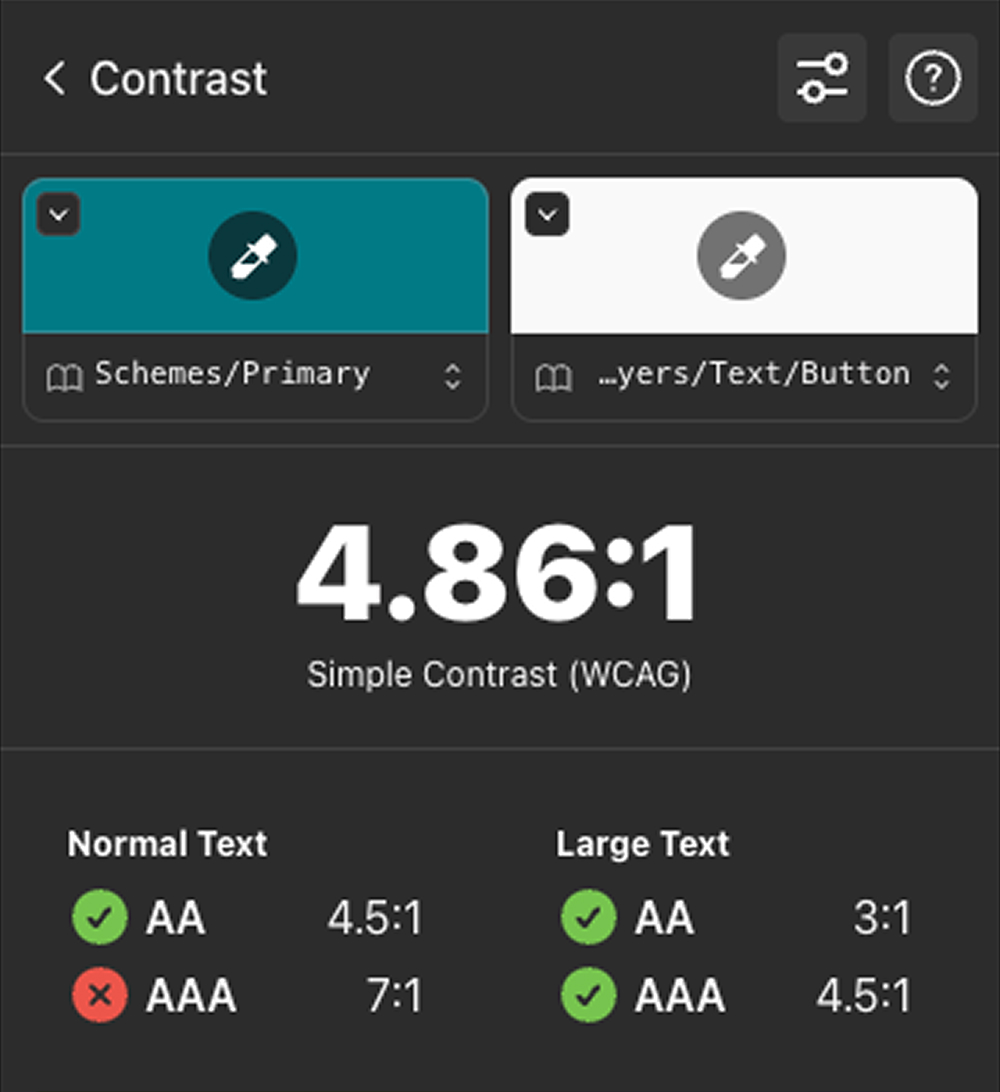 WCAG contrast check on the primary color: 4.86:1