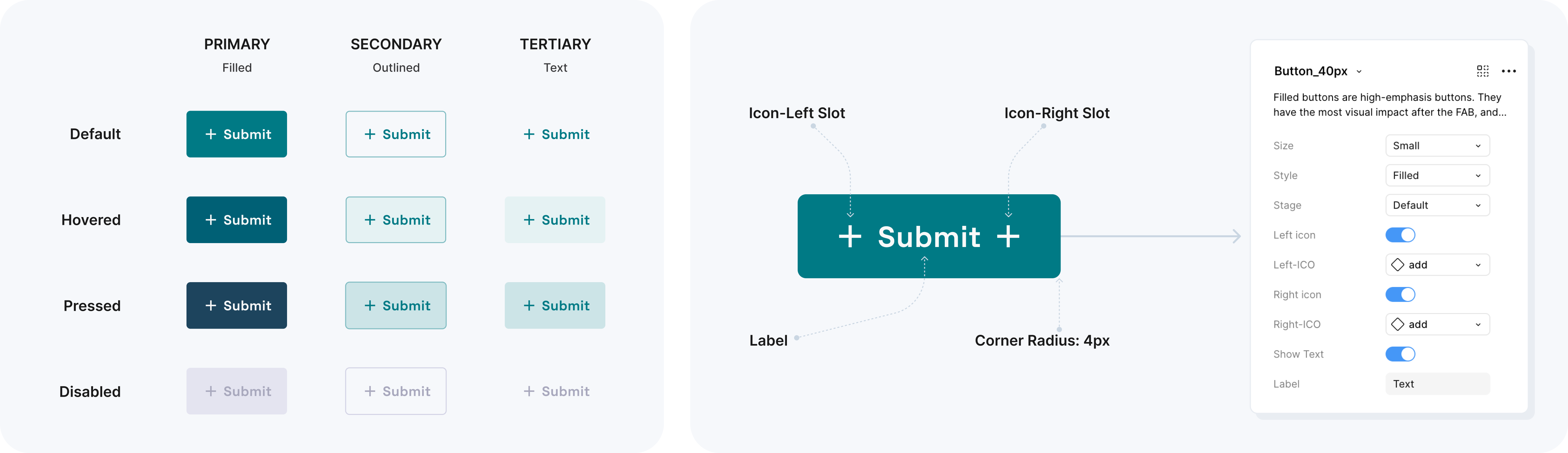 Button states and variants
